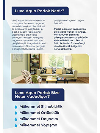 MARSHALL LUXE AQUA PARLAK 0.75 LT BEYAZ SU BAZLI BOYA