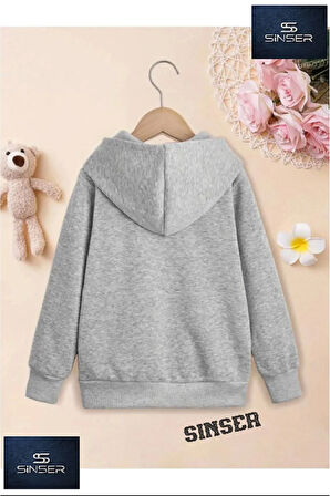 Kız/Erkek Çocuk Beyaz Kapüşonlu ''DOLARLI AYICIK YENI'' Baskılı Sweatshirt