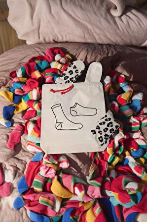 Çorap Baskılı Ham Bez Kese Pamuk Çanta Bavul Düzenleyici Organizer Bavul Düzenleyici