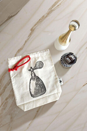 Parfüm Baskılı Ham Bez Kese Pamuk Çanta Bavul Düzenleyici Organizer Seyahat Kesesi