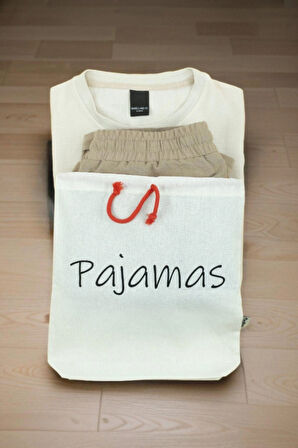Pijama Baskılı Ham Bez Kese Pamuk Çanta Bavul Düzenleyici Organizer Seyahat Kesesi