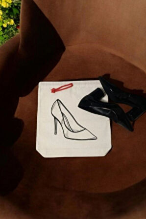 Stiletto Topuklu Ayakkabı Baskılı Ham Bez Kese Çanta Bavul Organizer Seyahat Kesesi