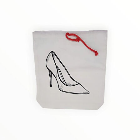 Stiletto Topuklu Ayakkabı Baskılı Ham Bez Kese Çanta Bavul Organizer Seyahat Kesesi