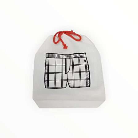 Boxer Baskılı Erkek Iç Çamaşırı Ham Bez Kese Çanta Bavul Düzenleyici Seyahat Kesesi