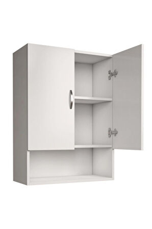 Çamaşır Makinesi Üst Banyo Dolabı Beyaz -mdf- 2 Kapaklı Kulplu Dolap Mo1