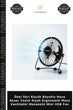 Özel Seri Küçük Boyutlu Hava Akımı Yazlık Siyah Ergonomik Masa Vantilatör Masaüstü Mini USB Fan