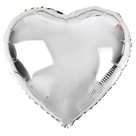 Kalp Şekilli Gümüş Renk Folyo Balon 45 cm 5 Adet (CLZ)