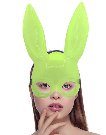 Karanlıkta Parlayan Fosforlu Tavşan Maskesi - Glow Bunny Masquerade Maske (32x22 cm)
