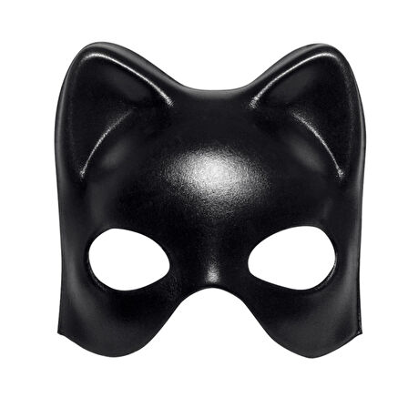 Siyah Deri Görünümlü Kedi Maskesi - Cosplay & Maskeli Balo