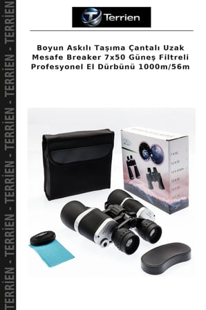 Boyun Askılı Taşıma Çantalı Uzak Mesafe Breaker 7x50 Güneş Filtreli Profesyonel El Dürbünü 1000m/56m