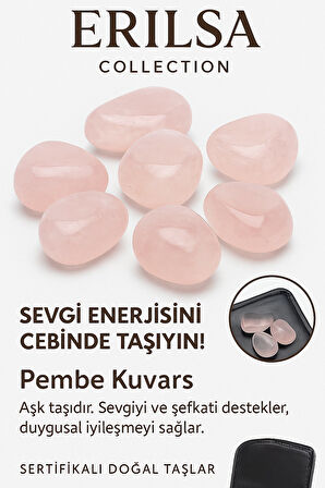 Sertifikalı Cüzdan Boy Pembe Kuvars Taşı Kütle - Sevgi ve Şefkat Duygularını Güçlendirir