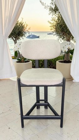 Odin Serisi 65 cm 1. Sınıf Siyah Metal Ayaklı 1. Sınıf Beyaz Renk İthal Kumaş Bar Sandalyesi