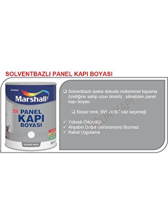 MARSHALL SOLVENT BAZLI PANEL KAPI BOYASI 2.5 LT BEYAZ