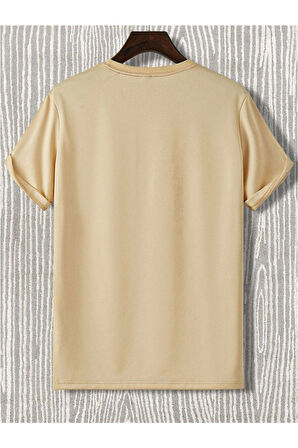 Araba Baskılı Unisex Bej Oversize T-shirt | S