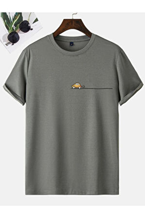 Araba Baskılı Unisex Füme Oversize T-shirt | XL