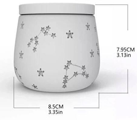 Beyaz Yıldızlı Fenomen Kapaklı Bardak Mum Beton Serisi