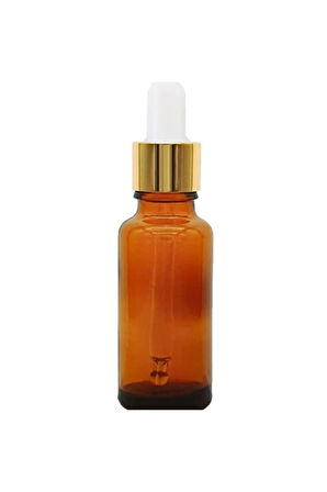 Altın/Beyaz Cam Pipetli 30ml Amber Cam Şişeler 3 Adet
