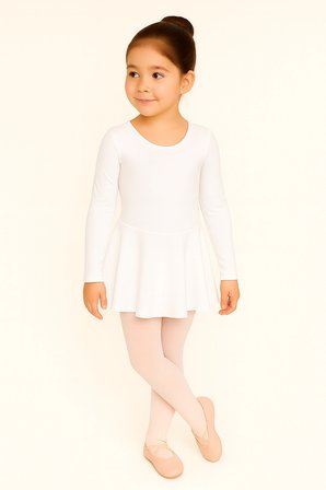 Uzun Kollu Etekli Full Lycra Coton Bale Mayosu-Çocuk