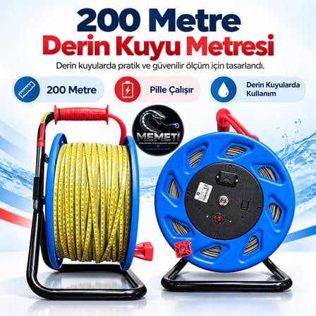 YS-3841 Derin Kuyu Su Seviyesi Ölçer 200 Metre - Profesyonel Düdük Metre
