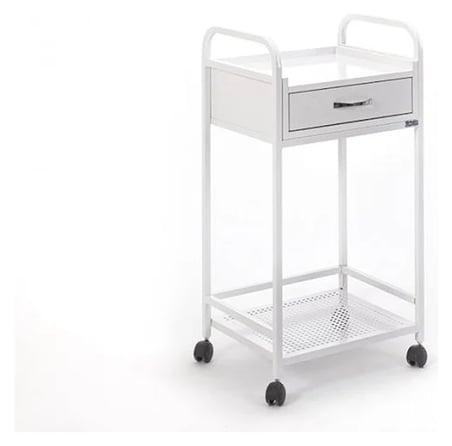Arya Cihaz Taşıma ve Setup Sehpası | Ahşap Çekmeceli - Beyaz - Sac