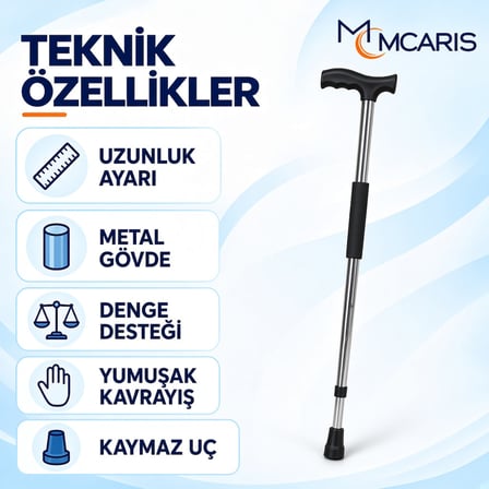 Ayarlanabilir Denge Bastonu Siyah | MCARIS T Sap Baston