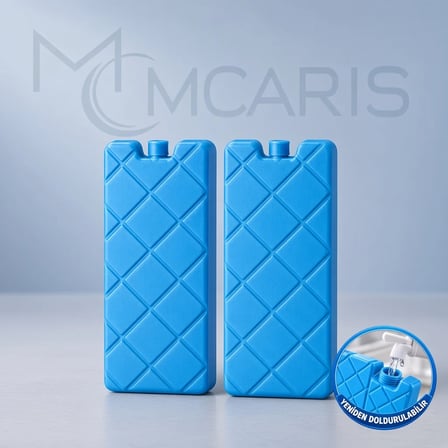 2'li Doldurulabilir Buz Aküsü Seti - Dondurucu Buz Kasedi Ice Box Soğutucu Blok (Mavi) (Kargo Dahil)