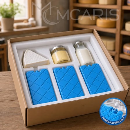 3'lü Doldurulabilir Buz Aküsü Seti - Dondurucu Buz Kasedi Ice Box Soğutucu Blok (Mavi) (Kargo Hariç)