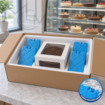 4'lü Doldurulabilir Buz Aküsü Seti - Dondurucu Buz Kasedi Ice Box Soğutucu Blok (Mavi)