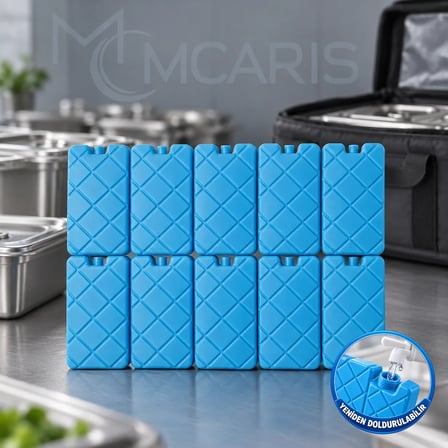 10'lu Doldurulabilir Buz Aküsü Seti - Dondurucu Buz Kasedi Ice Box Soğutucu Blok (Mavi) (Kargo Hariç)