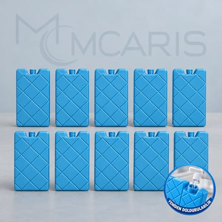 10'lu Doldurulabilir Buz Aküsü Seti - Dondurucu Buz Kasedi Ice Box Soğutucu Blok (Mavi) (Kargo Dahil)