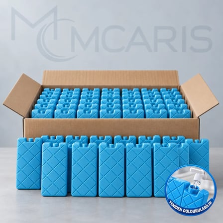 50'li Doldurulabilir Buz Aküsü Seti - Dondurucu Buz Kasedi Ice Box Soğutucu Blok (Mavi) (Kargo Dahil)