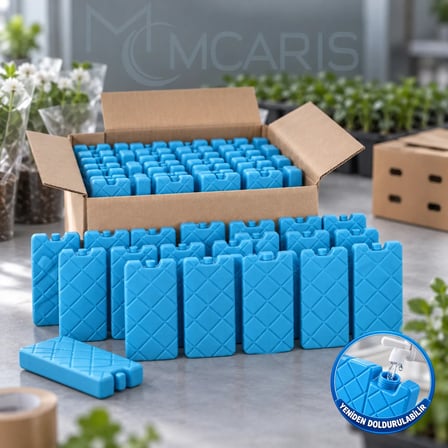 50'li Doldurulabilir Buz Aküsü Seti - Dondurucu Buz Kasedi Ice Box Soğutucu Blok (Mavi) (Kargo Dahil)