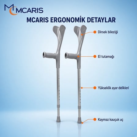 Kanatlı Kanedyen Gri | Dirsek Destekli Koltuk Değneği MCARIS