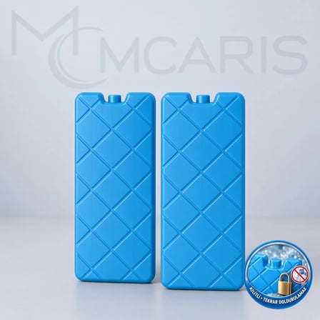 2'li Kilitli Buz Aküsü Seti - Dondurucu Buz Kasedi Ice Box Soğutucu Blok (Mavi)
