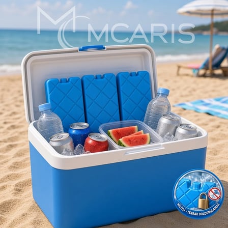 3'lü Kilitli Buz Aküsü Seti - Dondurucu Buz Kasedi Ice Box Soğutucu Blok (Mavi)