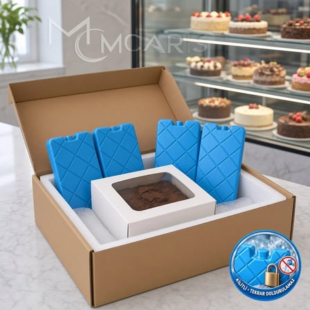 4'lü Kilitli Buz Aküsü Seti - Dondurucu Buz Kasedi Ice Box Soğutucu Blok (Mavi) (Kargo Hariç)