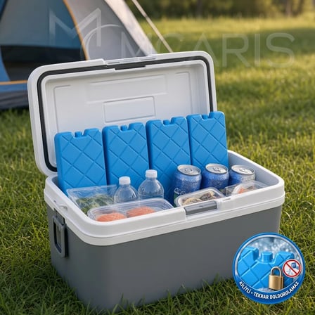 4'lü Kilitli Buz Aküsü Seti - Dondurucu Buz Kasedi Ice Box Soğutucu Blok (Mavi) (Kargo Dahil)