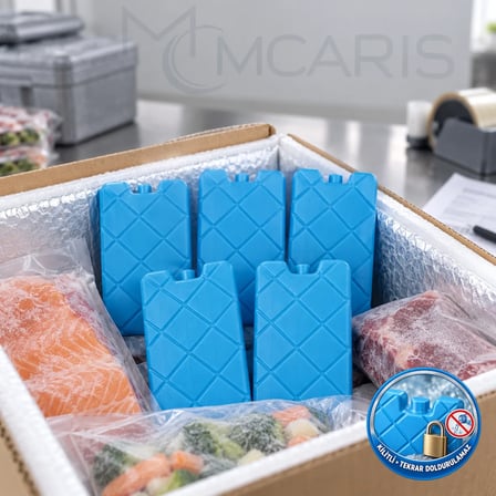5'li Kilitli Buz Aküsü Seti - Dondurucu Buz Kasedi Ice Box Soğutucu Blok (Mavi) (Kargo Hariç)