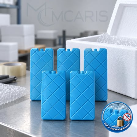 5'li Kilitli Buz Aküsü Seti - Dondurucu Buz Kasedi Ice Box Soğutucu Blok (Mavi) (Kargo Hariç)