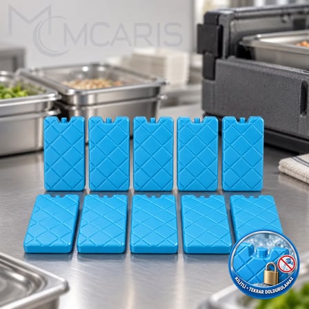 10'lu Kilitli Buz Aküsü Seti - Dondurucu Buz Kasedi Ice Box Soğutucu Blok (Mavi) (Kargo Hariç)