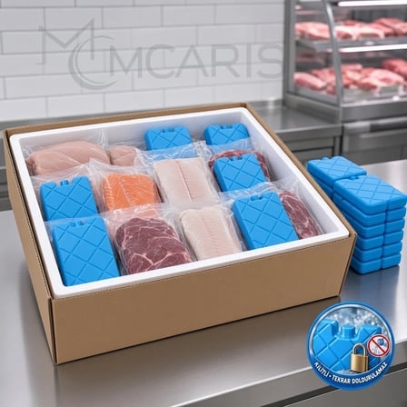 20'li Kilitli Buz Aküsü Seti - Dondurucu Buz Kasedi Ice Box Soğutucu Blok (Mavi) (Kargo Dahil)