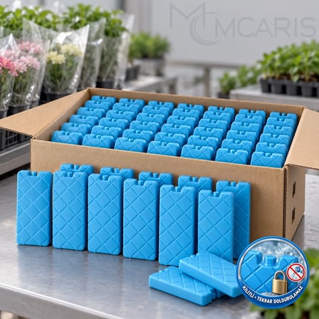 50'li Kilitli Buz Aküsü Seti - Dondurucu Buz Kasedi Ice Box Soğutucu Blok (Mavi)