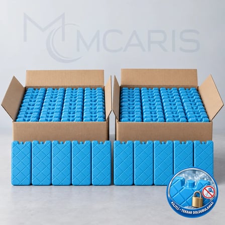 100'lü Kilitli Buz Aküsü Seti - Dondurucu Buz Kasedi Ice Box Soğutucu Blok (Mavi) (Kargo Dahil)