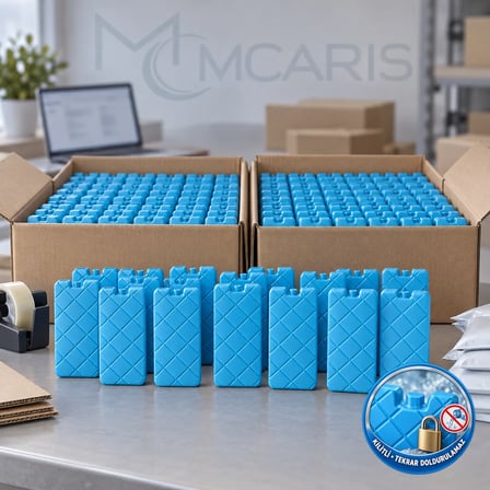 100'lü Kilitli Buz Aküsü Seti - Dondurucu Buz Kasedi Ice Box Soğutucu Blok (Mavi) (Kargo Dahil)