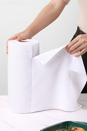 Çok Amaçlı Rulo Mikrofiber Temizlik Bezi 30x30 60 Yapraklı Beyaz - Mavi(2x30’lu Paket)