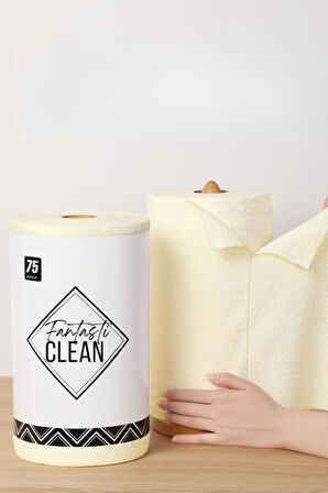 Çok Amaçlı Rulo Mikrofiber Temizlik Bezi 30x30 75 Yapraklı Bej