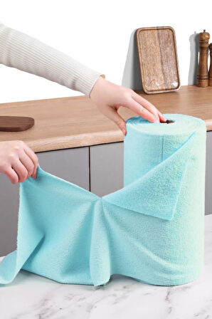 Çok Amaçlı Rulo Mikrofiber Temizlik Bezi 30x30 75 Yapraklı Mavi