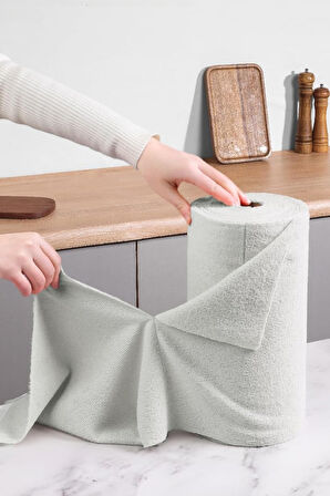 Çok Amaçlı Rulo Mikrofiber Temizlik Bezi 30x30 75 Yapraklı Açık Gri