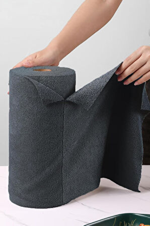 Çok Amaçlı Rulo Mikrofiber Temizlik Bezi 30x30 75 Yapraklı Koyu Gri