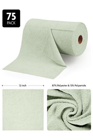 Çok Amaçlı Rulo Mikrofiber Temizlik Bezi 30x30 75 Yapraklı Yosun Yeşili
